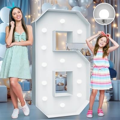 Teebloom 4FT Marquee Light Up Number 6