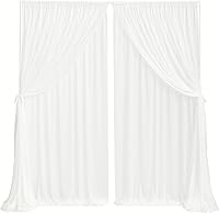 Ling's Moment 10ft x 10ft White Sheer Wedding Backdrop Curtains, 2 Panels — image 1