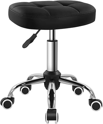 BFTOU Black Minimalist Swivel Stool with Wheels