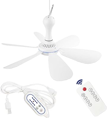 SCOOYEEES Silent USB Powered Ceiling Fan with Remote Control