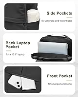 Black Laptop Backpack for Women and Men, 23L Capacity — image 3