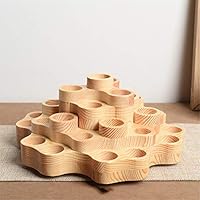 Meao 4-Tier Round Rotatable Honeycomb Shape Wooden Essential Oil Display Organizer — image 2