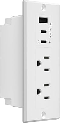 LIDER PD 36W Recessed Outlet Station with USB-A and USB-C Ports