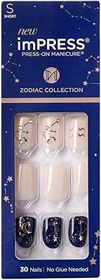 Impress Kiss ImPress Press-On Short Length Square Shape Nails IM13Y9 Aquarius Zodiac Limited Edition