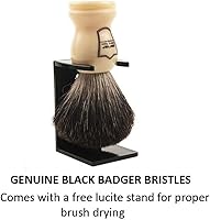 Parker 100% Black Badger Bristle Shaving Brush with White Handle — image 4