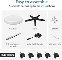 FURWOO Round Rolling Stool with Wheels - White — image 7