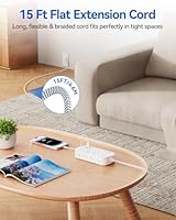 Navoltio 15 FT Flat Extension Cord with Surge Protector and USB Ports — image 2