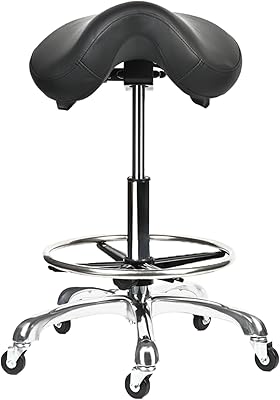 Cadiario Saddle Tilting Stool Rolling Chair with Footrest