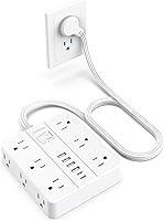 HUNIAN Power Strip with USB Ports, 12 Outlets, 6 USB Chargers, 5Ft Extension Cord — image 1