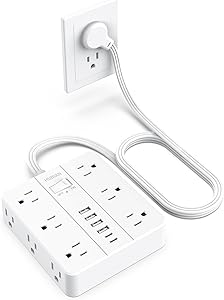 HUNIAN Power Strip with USB Ports, 12 Outlets, 6 USB Chargers, 5Ft Extension Cord Review