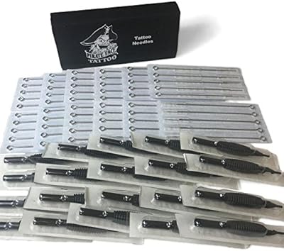 Pirate Face Tattoo Pre-Sterilized Tattoo Needles and Tubes Set (60 Count)