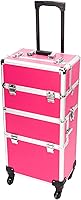 Mefeir 3 in 1 Rolling Makeup Train Case - Rose Pink — image 1