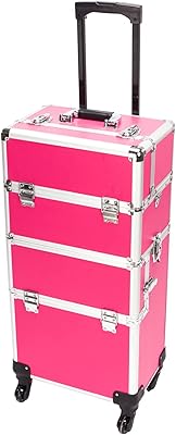 Mefeir 3 in 1 Rolling Makeup Train Case - Rose Pink