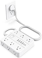 AOFO Flat Plug Power Strip with 12 AC Outlets and 6 USB Ports — image 1