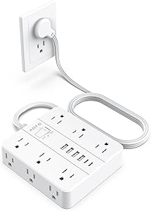 AOFO Flat Plug Power Strip with 12 AC Outlets and 6 USB Ports Review