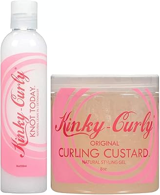 Kinky Curly Knot Today Leave In Conditioner + Curl Custard Gel 8 oz