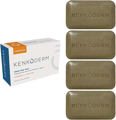 Kenkoderm Psoriasis Dead Sea Mud Soap with Argan Oil & Shea Butter, 4 Bars