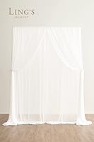 Ling's Moment 10ft x 10ft White Sheer Wedding Backdrop Curtains, 2 Panels — image 2