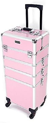 Mefeir 4 in 1 Rolling Makeup Train Case (Pink)