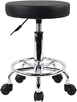 KKTONER PU Leather Round Rolling Stool with Foot Rest — image 1