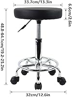 KKTONER PU Leather Round Rolling Stool with Foot Rest — image 3