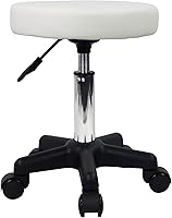FURWOO Round Rolling Stool with Wheels - White — image 1