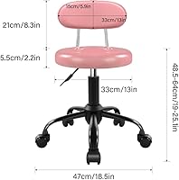 WKWKER Rolling Stool with Wheels (Pink) — image 3