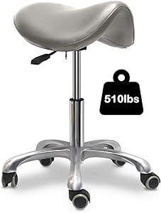 LIMKOMES Saddle Stool with Wheels, Grey Review
