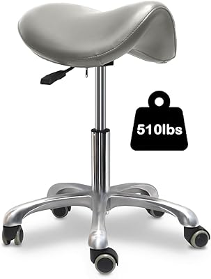 LIMKOMES Saddle Stool with Wheels, Grey