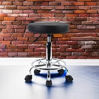 KKTONER PU Leather Round Rolling Stool with Foot Rest — image 5