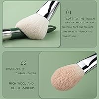 EVRCHGIEA Natural Goat Hair Makeup Brush Set, 9 Pieces - Green — image 5
