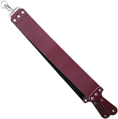 Parker Handmade Latigo Leather Strop for Straight Razor & Knife Sharpening (Red)