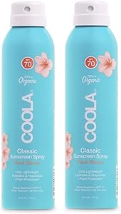 COOLA Organic Sunscreen SPF 70 Sunblock Spray, Peach Blossom, 6oz Review
