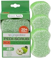 Spongeables Pedi Scrub Foot Exfoliating 20+ Wash Sponge Green Apple 3 Count — image 1