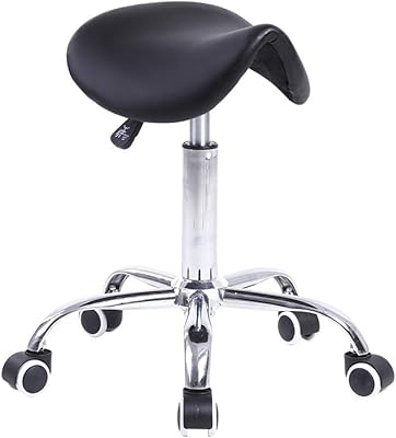 KKTONER Rolling Saddle Stool Black