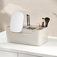Joseph Joseph Viva Makeup Cosmetic Storage Organizer with Drawer, Large with Mirror, Cream — image 2