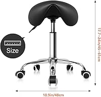 KKTONER Rolling Saddle Stool Black — image 3