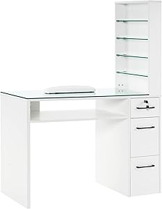 BarberPub Manicure Table with Drawers, White, 456019 inch Review