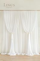 Ling's Moment 10ft x 10ft White Sheer Wedding Backdrop Curtains, 2 Panels — image 5