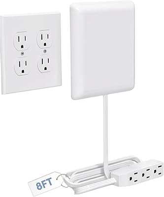 Sleek Socket Outlet & Plug Concealer with 8-Foot Extension Cord