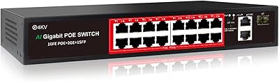 STEAMEMO 16-Port PoE Switch with 240W Power and 2 Gigabit Uplinks