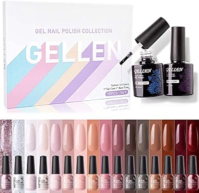 Gellen 16 Colors Gel Nail Polish Set with Top and Base Coat