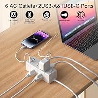 Tcstei 15Ft Extension Cord Power Strip with 6 AC Outlets and 3 USB Ports — image 2