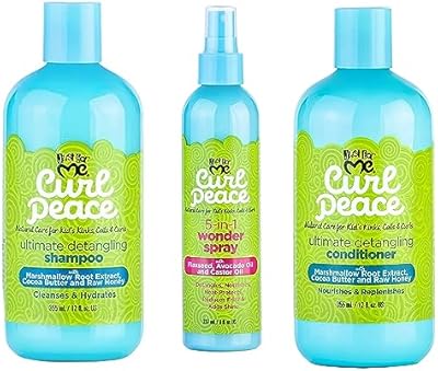 Just For Me Kids Curl Peace Hair Products Combo (Shampoo, Conditioner & Wonder Spray)