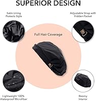 Hairbrella Luxurious Satin-Lined Adjustable Shower Cap (Black) — image 3