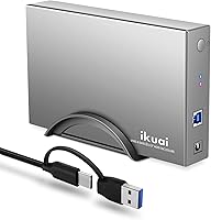 ikuai 3.5″ Hard Drive Enclosure USB 3.0 / USB C to SATA for 3.5 inch HDD & SSD, Up to 20TB — image 1