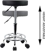 KKTONER PU Leather Round Rolling Stool with Foot Rest — image 6