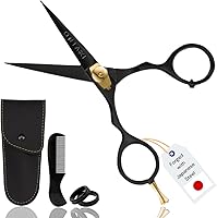 Ontaki Premium Hand Forged Japanese Steel Beard and Mustache Scissors 5.5″ Black — image 1