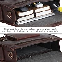 Hulsh Full Grain Leather Messenger Bag for Men 16-inch Laptop Briefcase — image 5