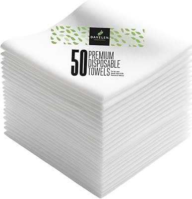 DAVELEN Disposable Large Luxury Towels, 50-Count, 32x16 inches